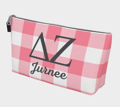 Delta Zeta Personalized Gingham Makeup Bag
