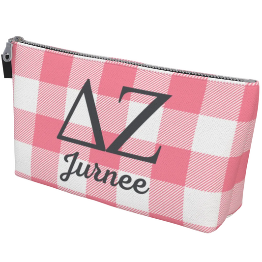 Delta Zeta Personalized Gingham Makeup Bag
