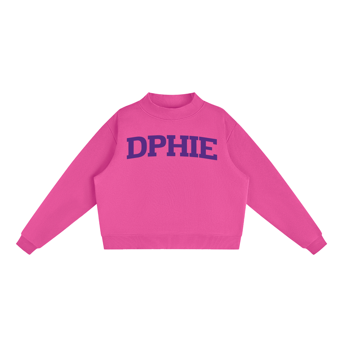 Delta Phi Epsilon Purple Letters Mock Neck Sweatshirt