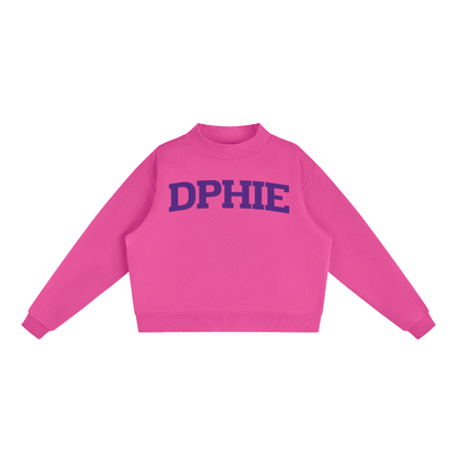 Delta Phi Epsilon Purple Letters Mock Neck Sweatshirt