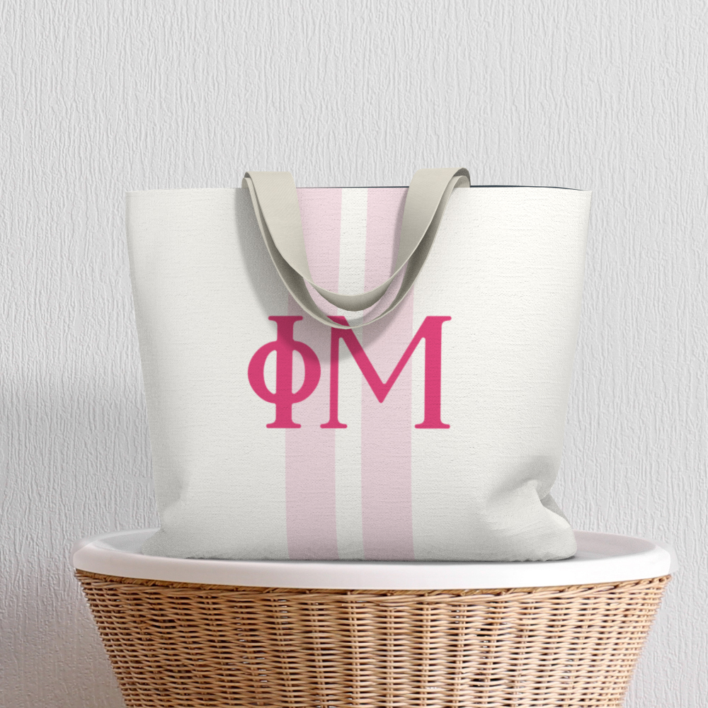 Phi Mu Personalized Stripe Tote Bag