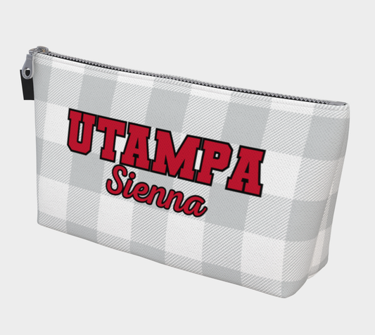 University of Tampa Personalized Gingham Makeup Bag