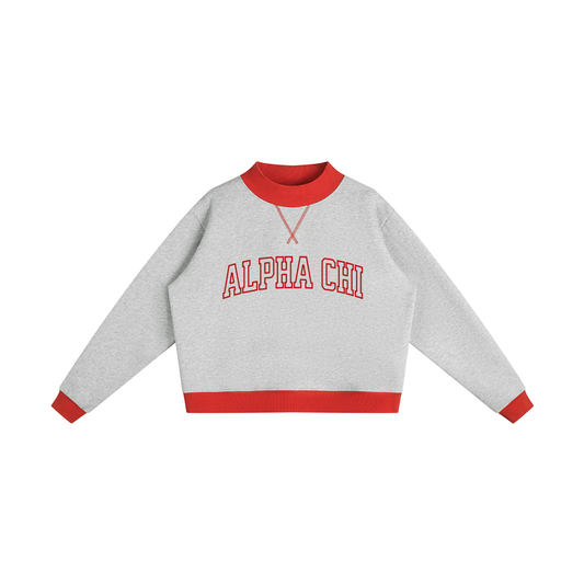 Alpha Chi Omega Two Tone Mock Neck Sweatshirt