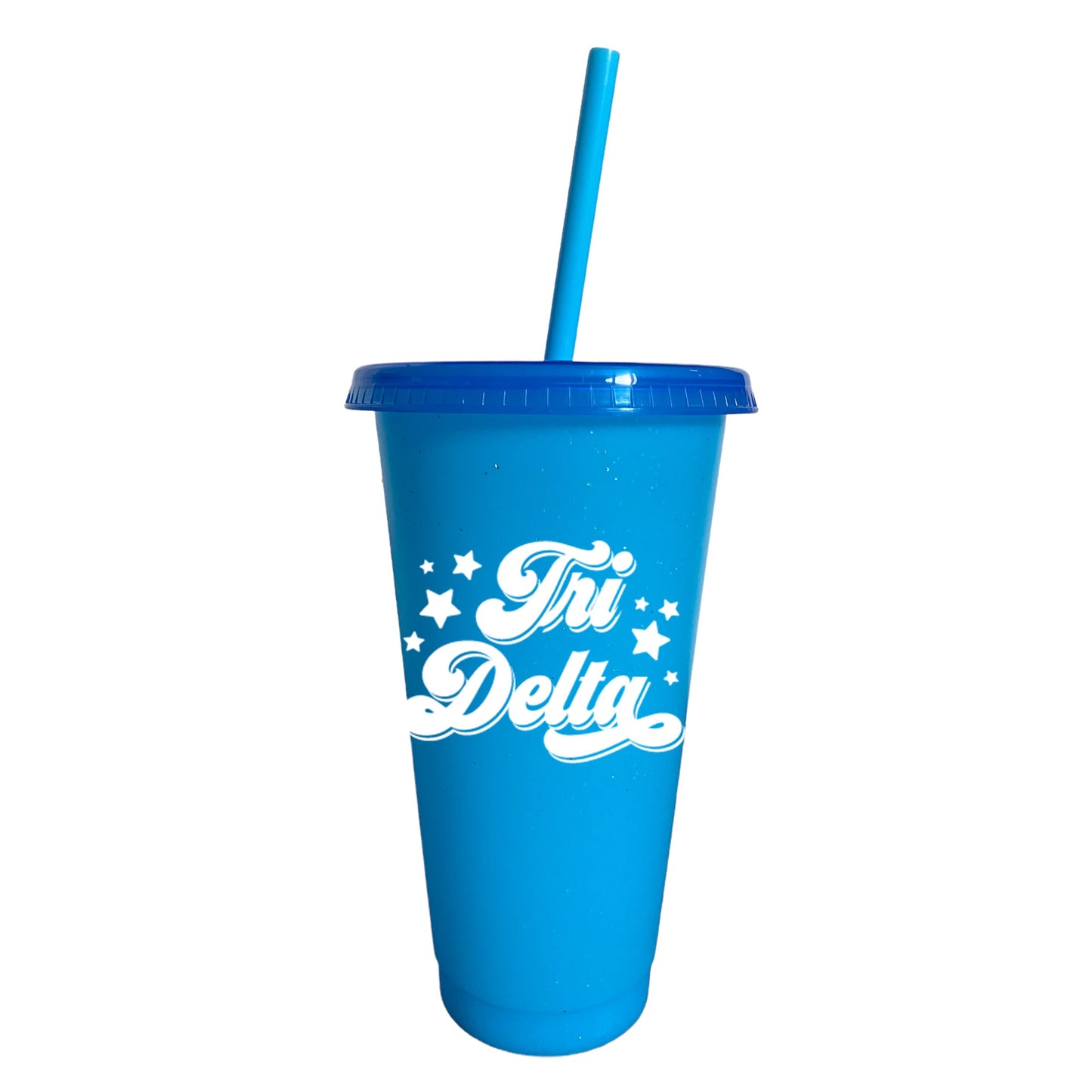 Tri Delta Blue Glitter Color Changing Cup 4 Pack