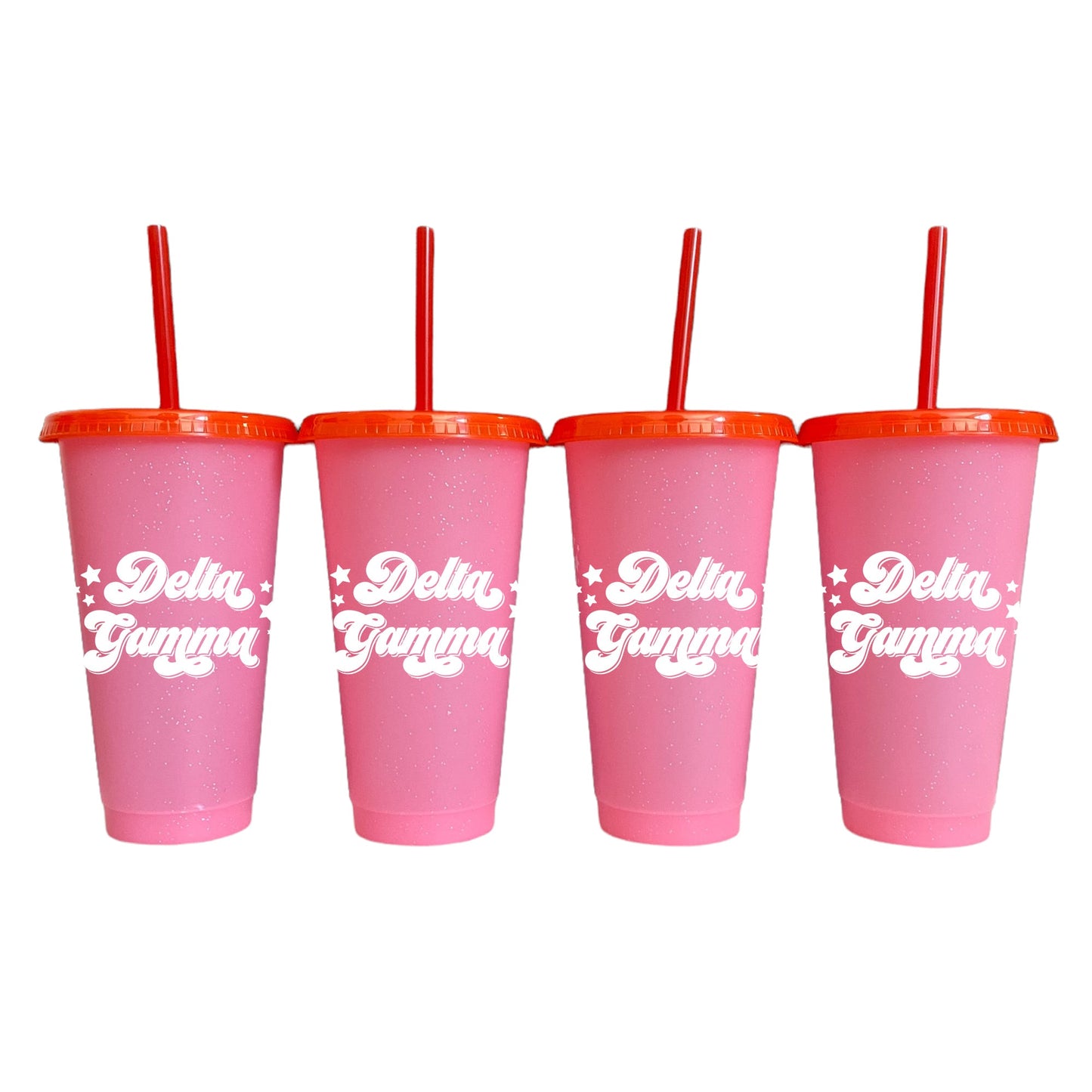 Delta Gamma Pink Glitter Color Changing Cup 4 Pack - Ivy Society
