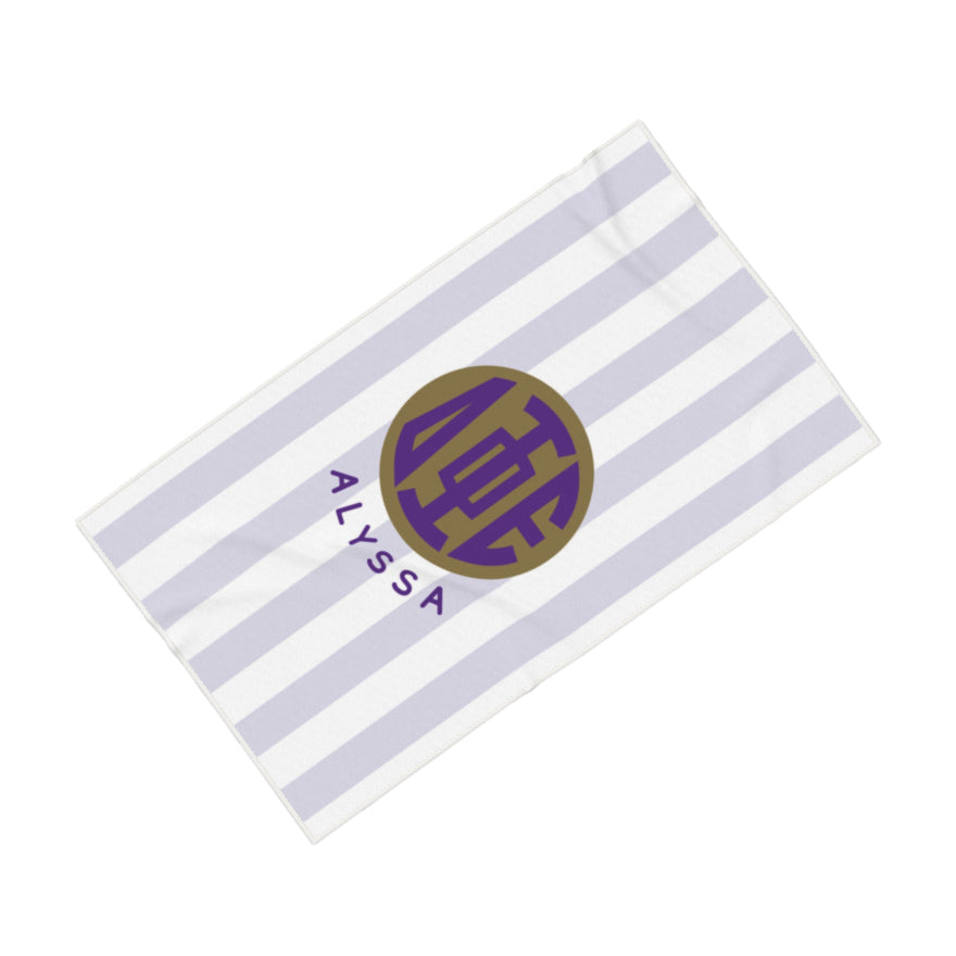 Delta Epsilon Phi Personalized Stripe Beach Towel - Ivy Society