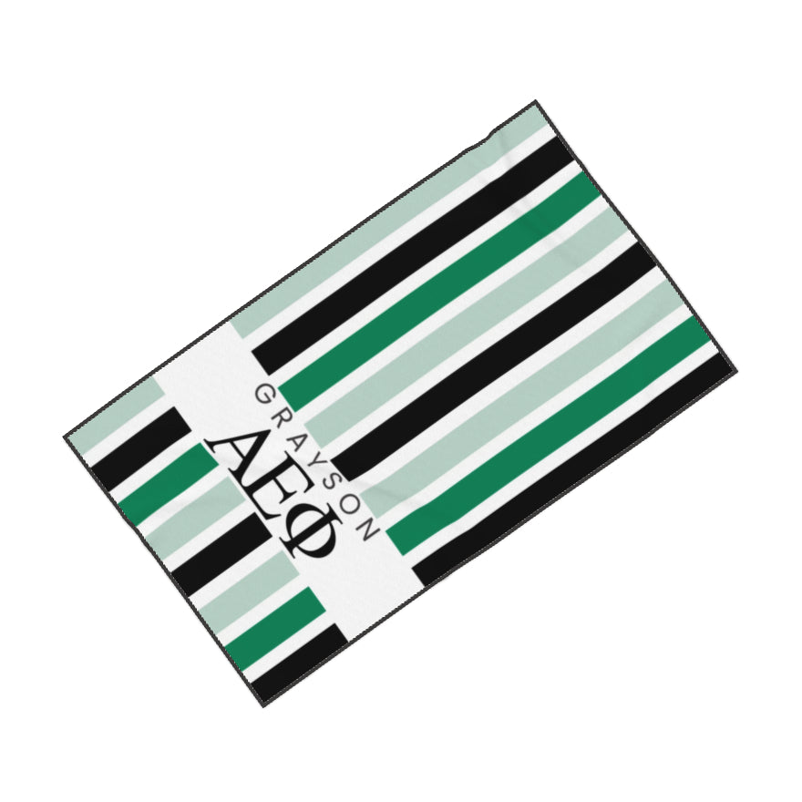 Alpha Epsilon Phi Personalized Stripe Beach Towel - Ivy Society