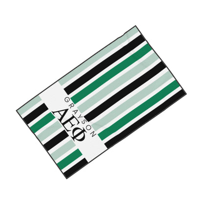 Alpha Epsilon Phi Personalized Stripe Beach Towel - Ivy Society
