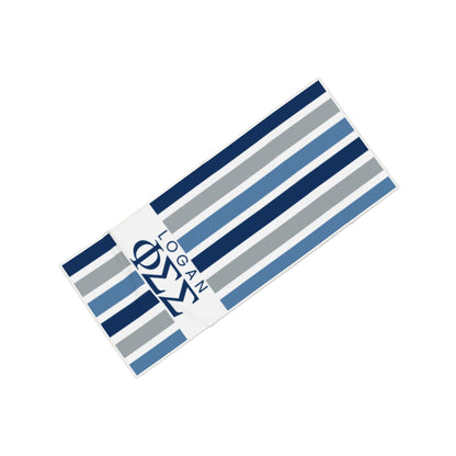 Phi Sigma Sigma Personalized Stripe Beach Towel - Ivy Society
