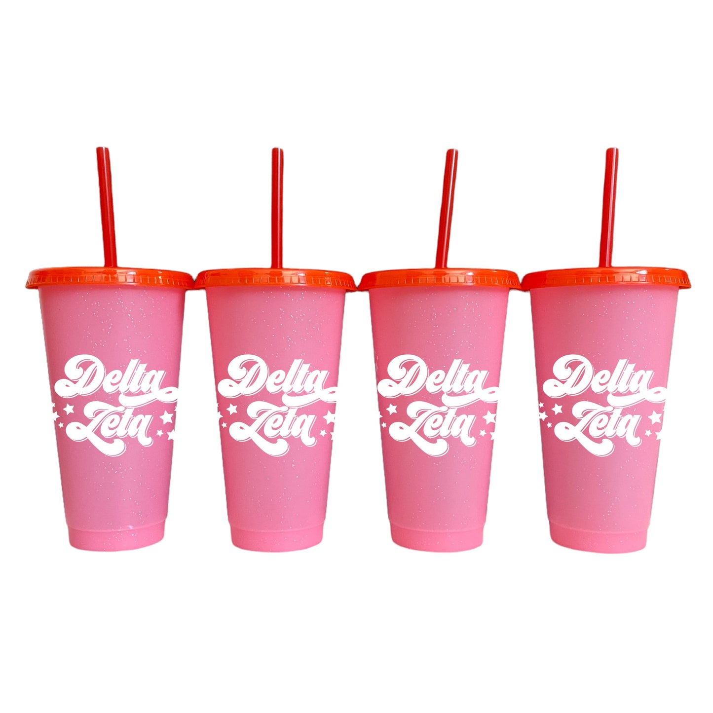 Delta Zeta Pink Glitter Color Changing Cup 4 Pack - Ivy Society