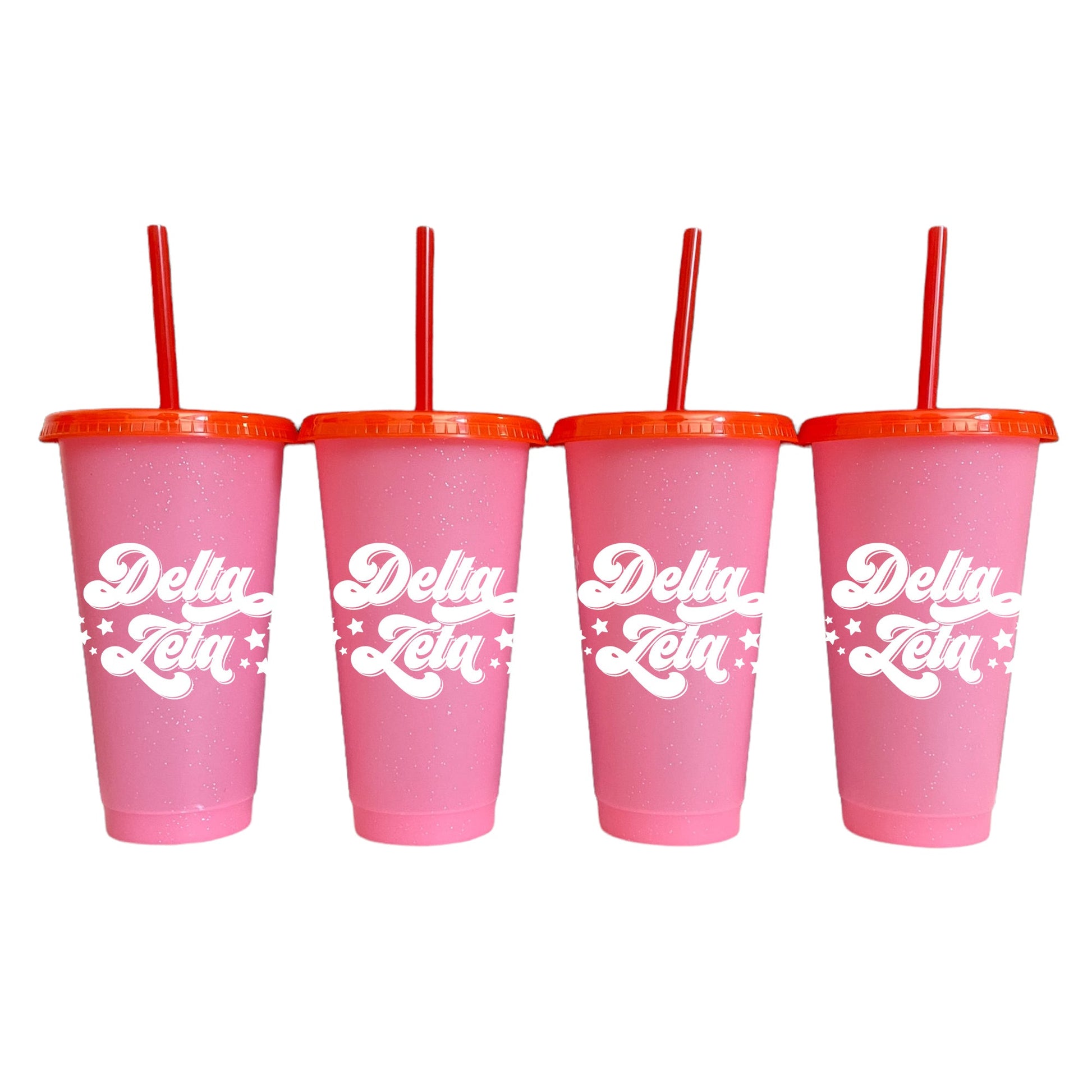Delta Zeta Pink Glitter Color Changing Cup 4 Pack - Ivy Society