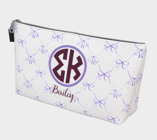 Sigma Kappa Personalized Bow Makeup Bag