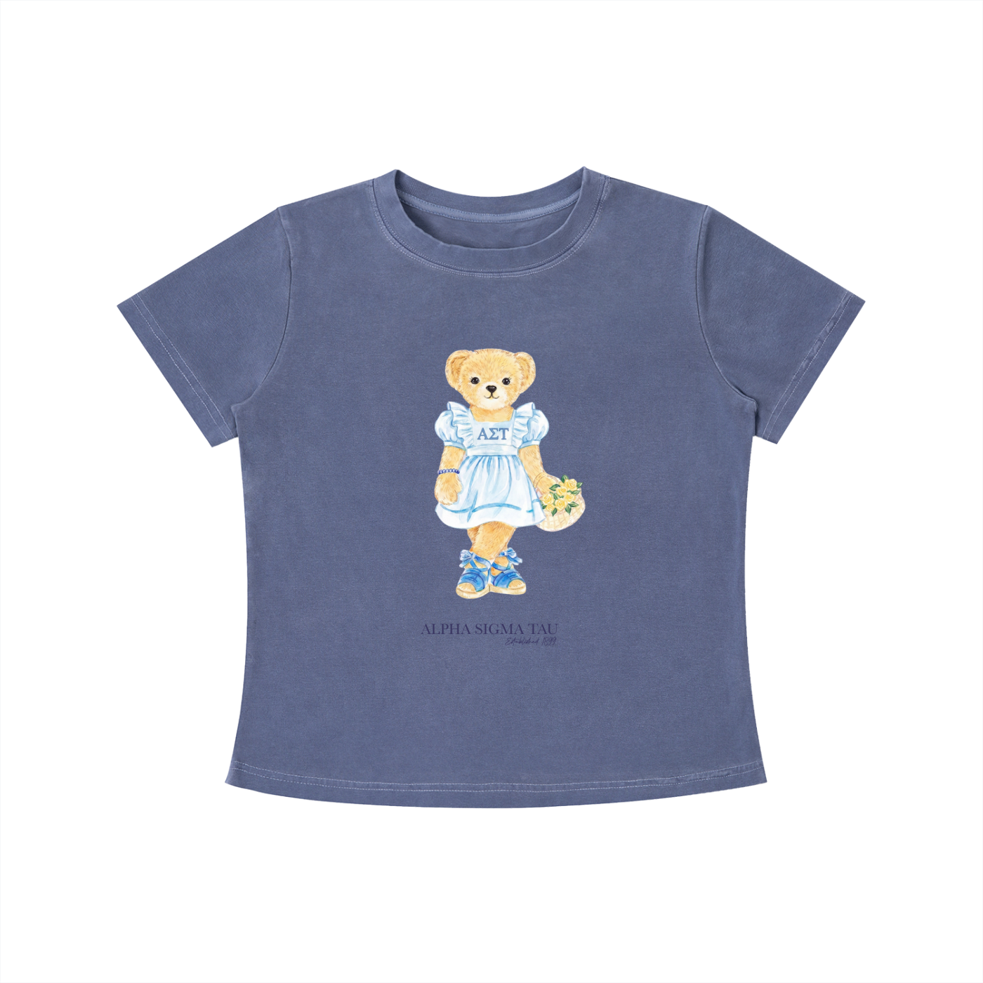 Alpha Sigma Tau Flower Bear T Shirt