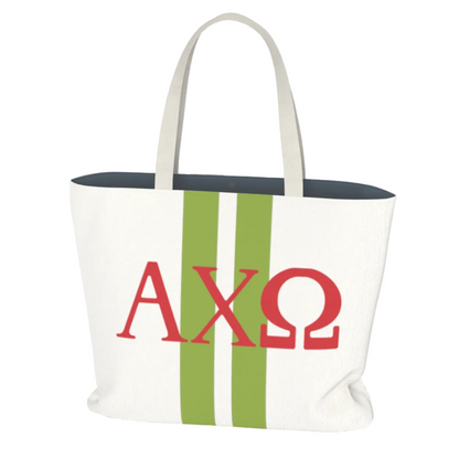 Alpha Chi Omega Personalized Stripe Tote Bag - Ivy Society