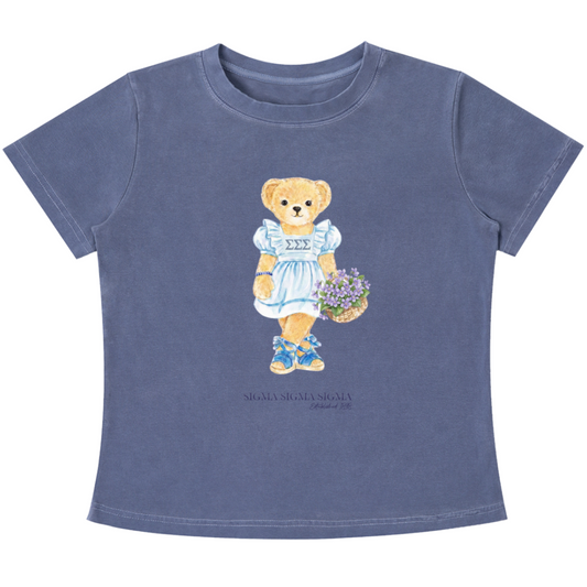 Tri Sigma Flower Bear Baby Tee