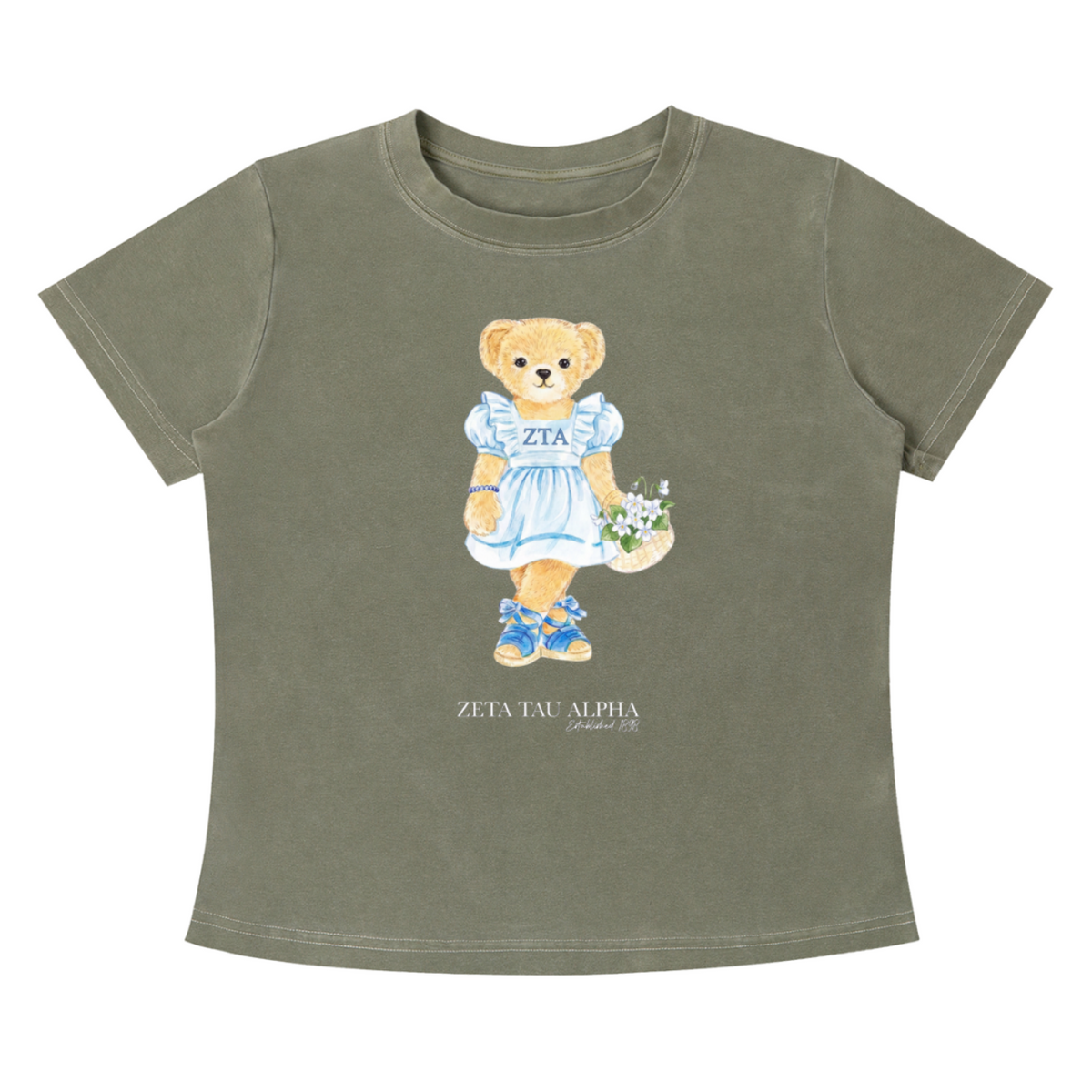 Zeta Tau Alpha Flower Bear Baby Tee