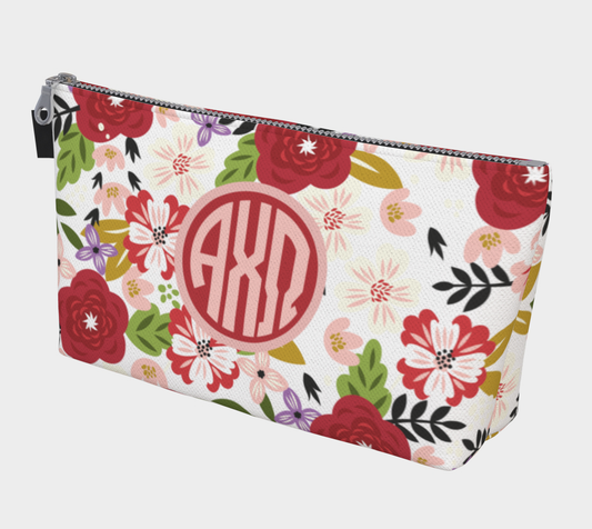 Alpha Chi Omega Floral Makeup Bag