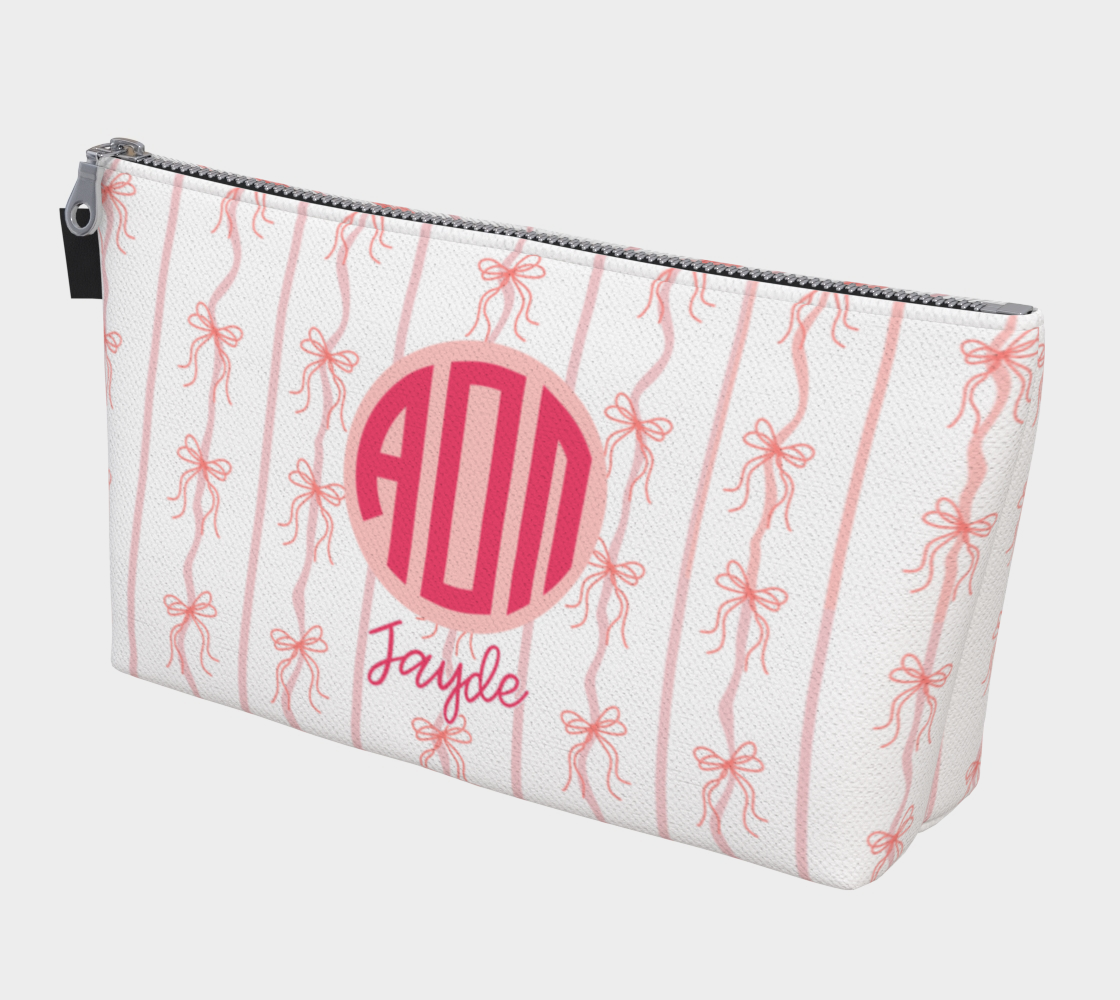Alpha Omicron Pi Personalized Bow Makeup Bag