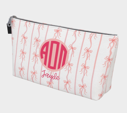 Alpha Omicron Pi Personalized Bow Makeup Bag