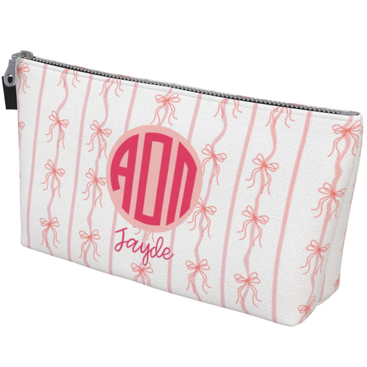 Alpha Omicron Pi Personalized Bow Makeup Bag