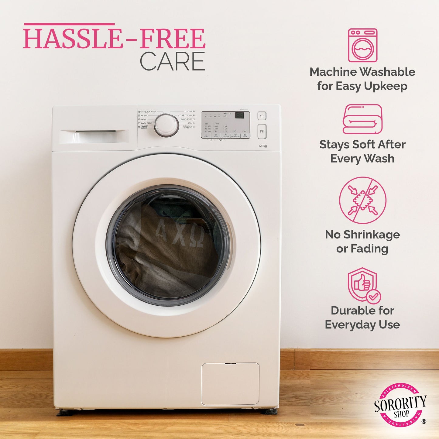 Alpha Omicron Pi Checkered Knit Blanket