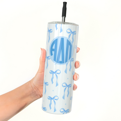 Alpha Delta Pi Monogram Bow Skinny Tumbler - Ivy Society