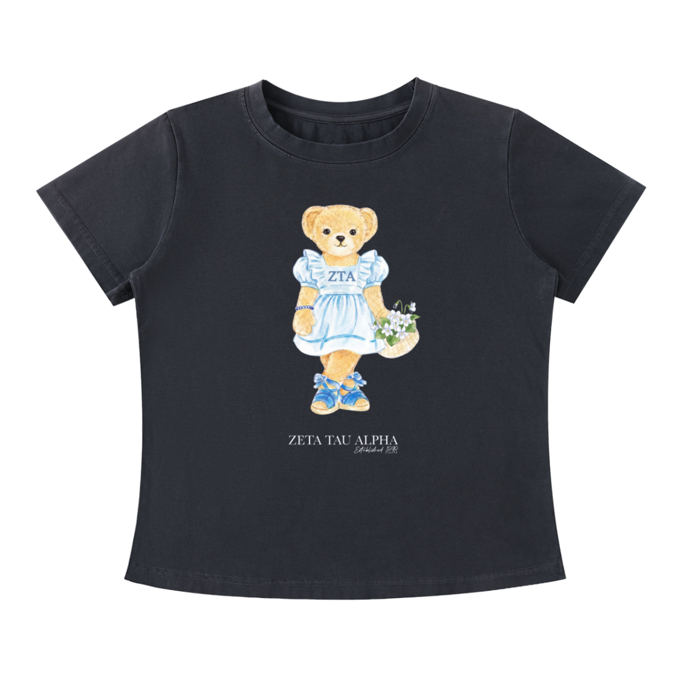 Zeta Tau Alpha Flower Bear Baby Tee