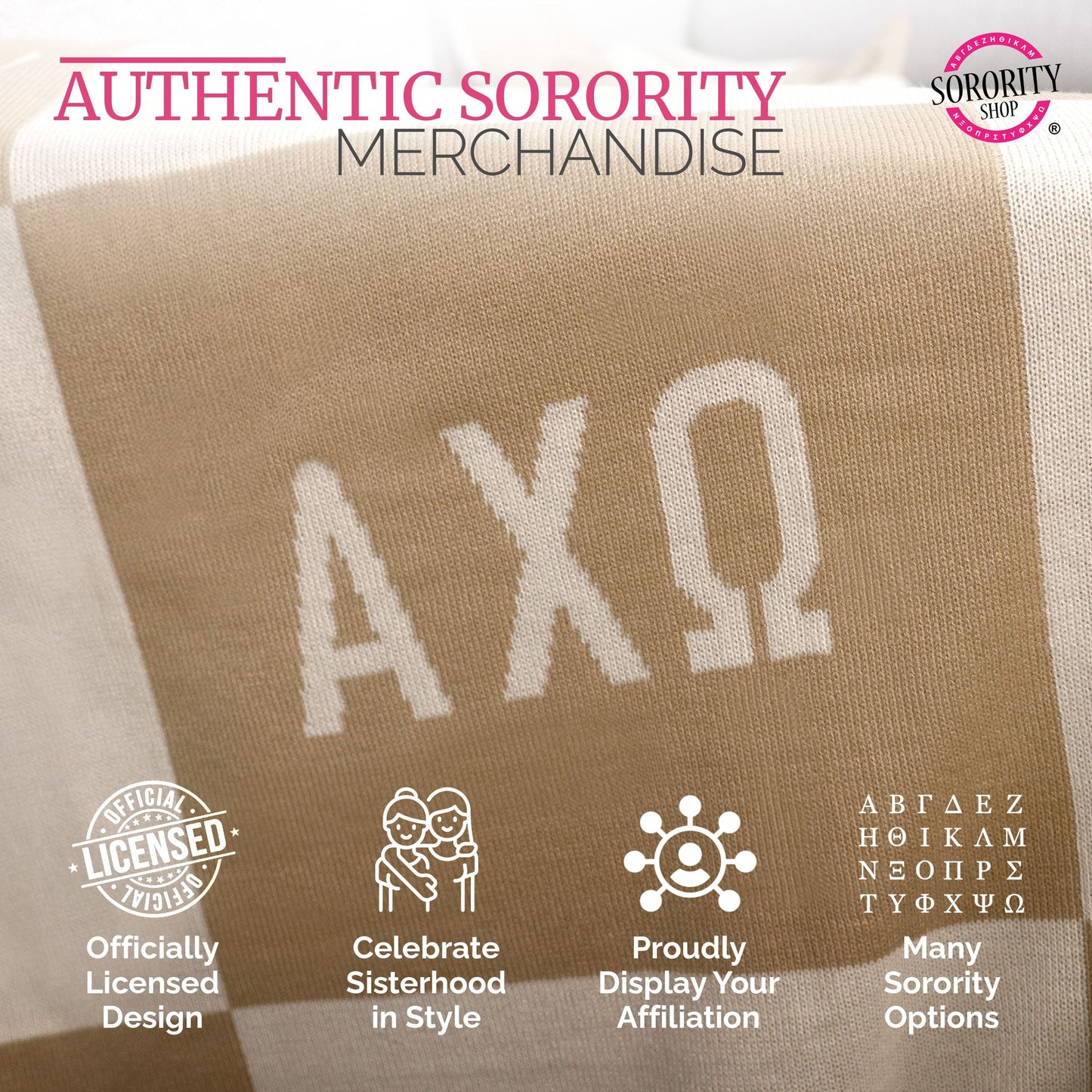 Alpha Chi Knit Checkered Blanket