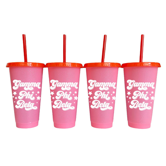 Gamma Phi Beta Pink Color Changing Cups 4 Pack - Ivy Society