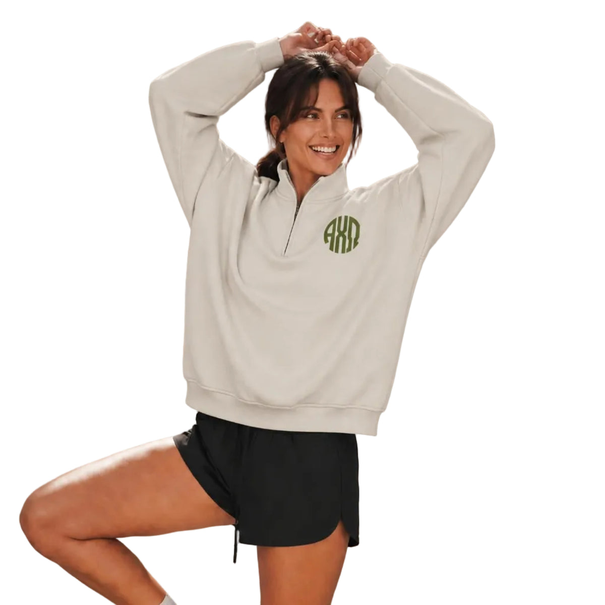 Alpha Chi Omega Round Monogram Quarter Zip Sweatshirt