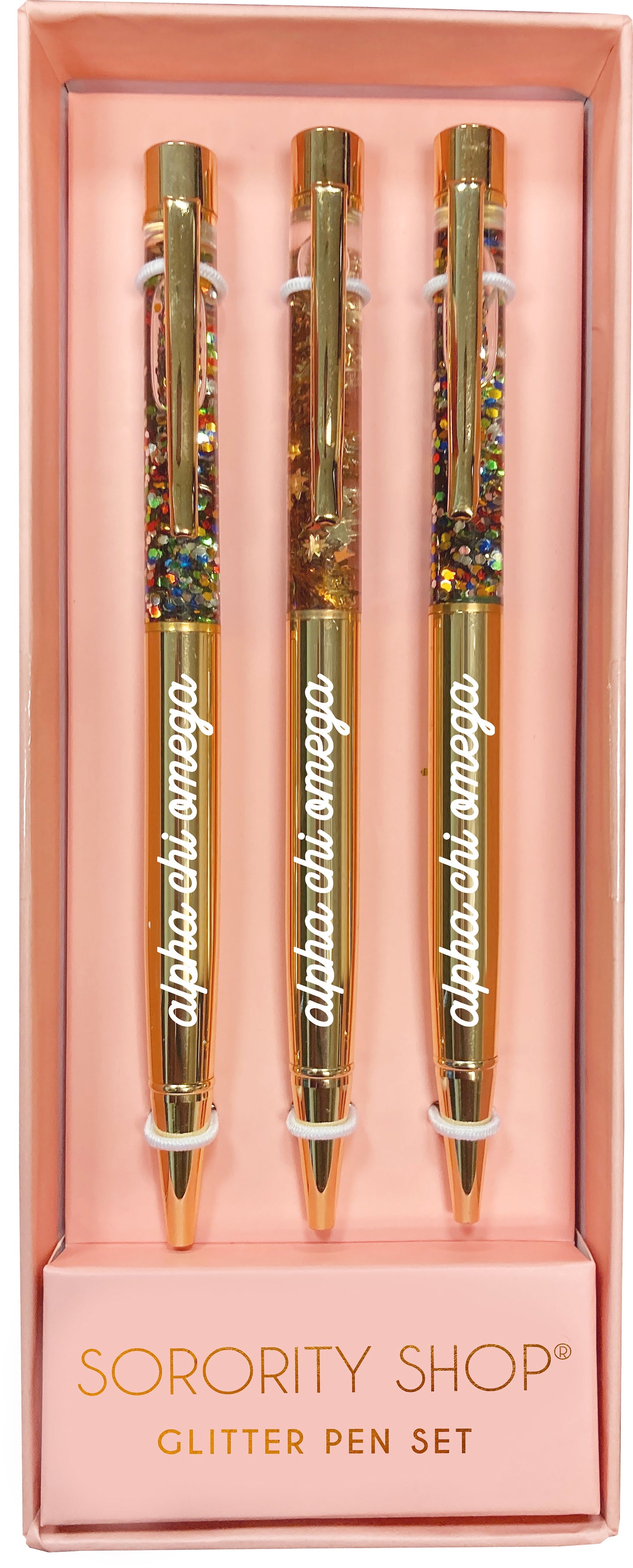 Alpha Chi Omega Glitter Pens 3 Pack