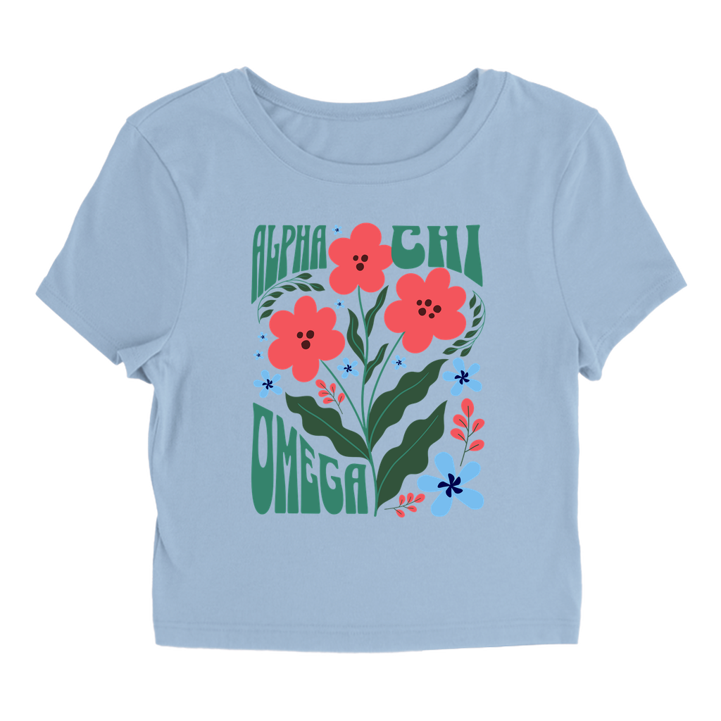 Alpha Chi Omega Groovy Flower Baby Tee - Ivy Society