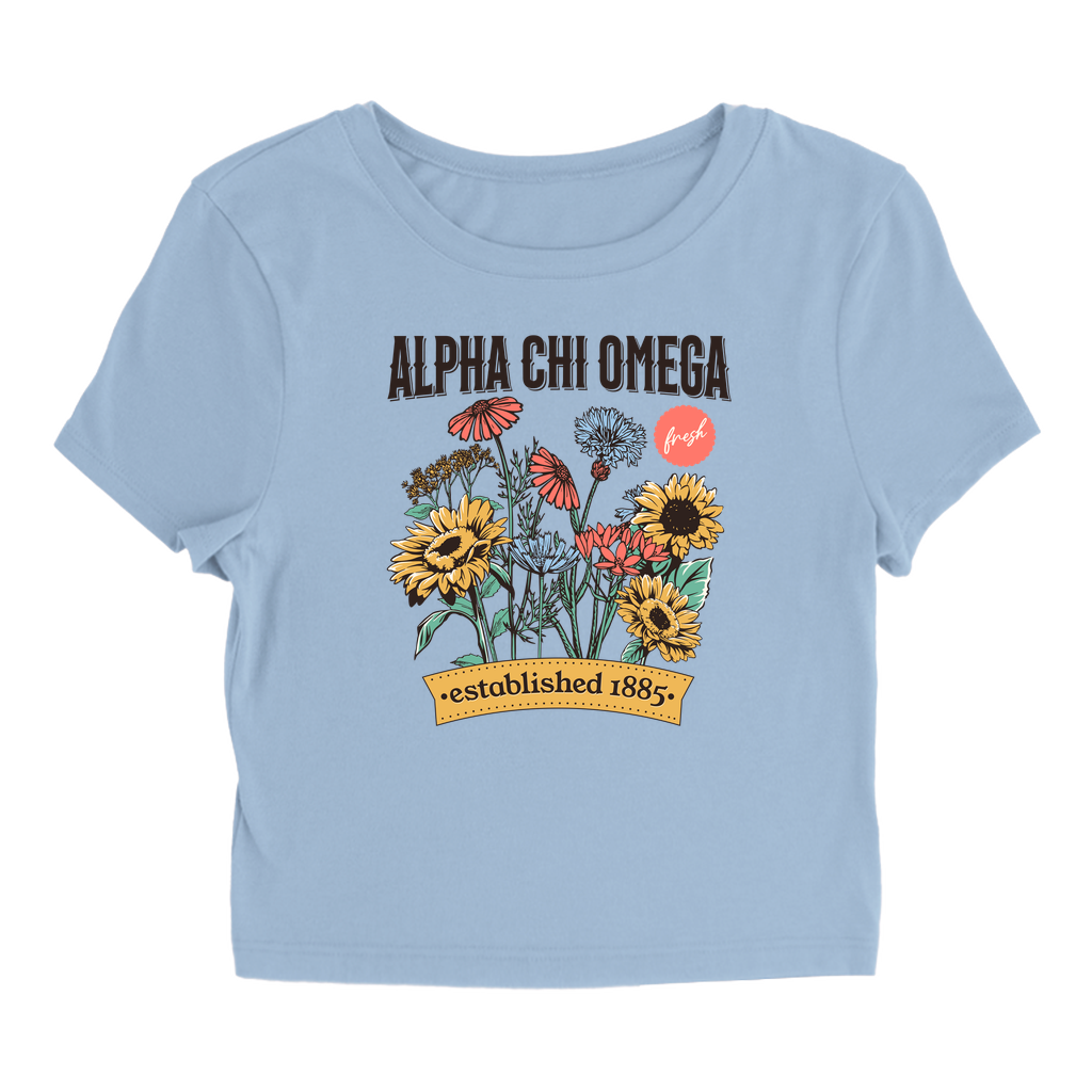 Alpha Chi Omega Vintage Flower Baby Tee - Ivy Society