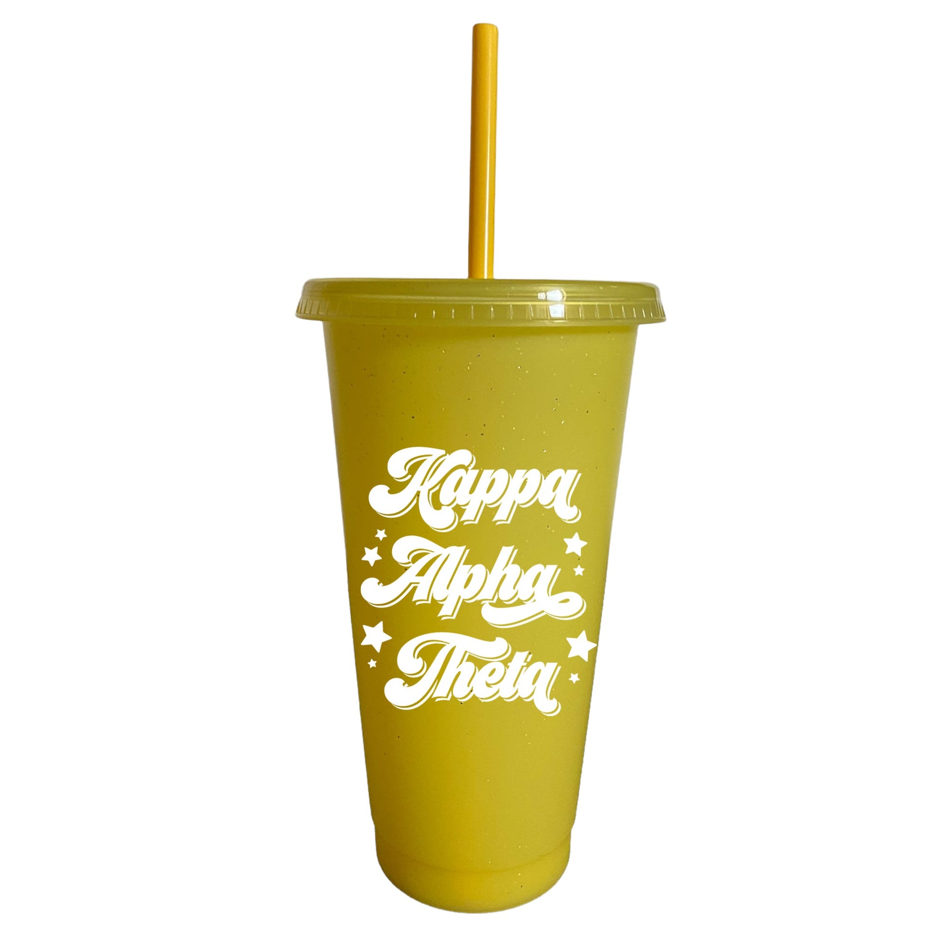 Kappa Alpha Theta Yellow Glitter Color Changing Cup 4 Pack - Ivy Society