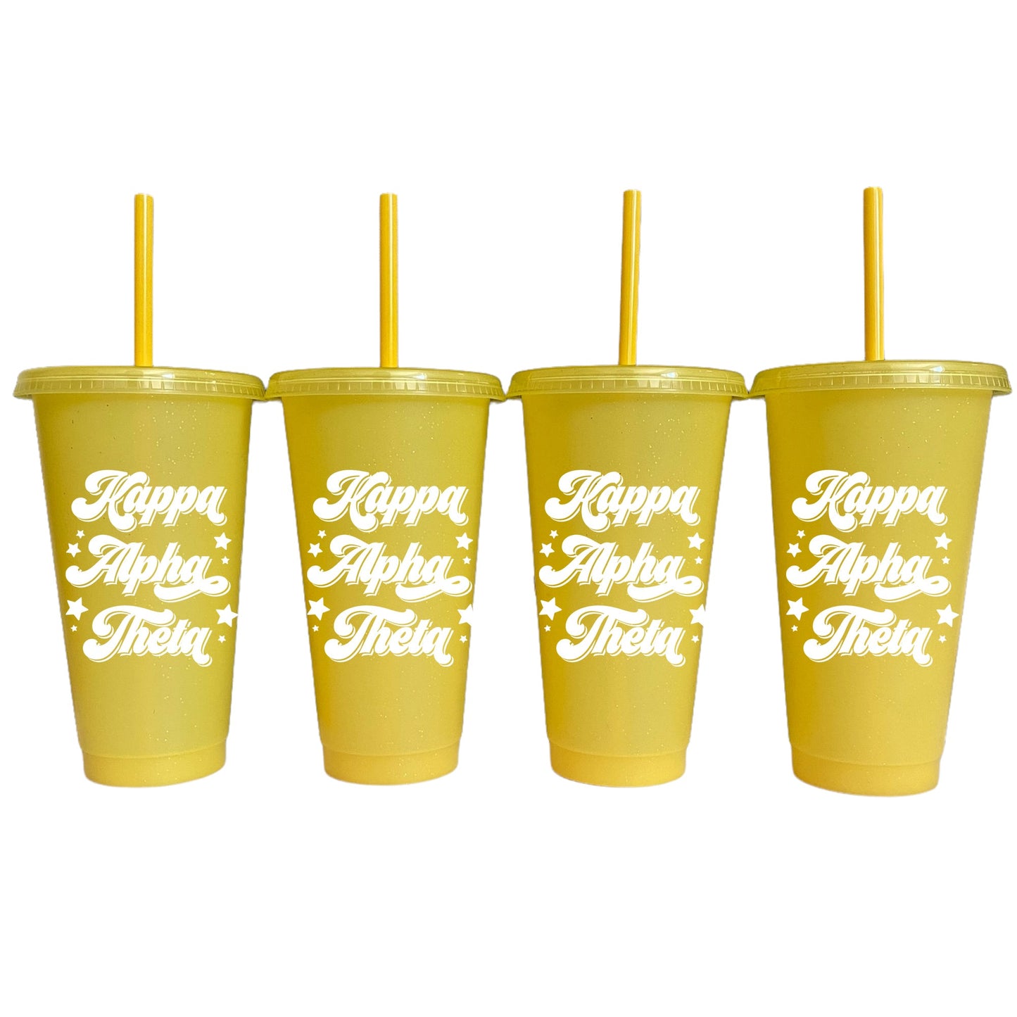 Kappa Alpha Theta Yellow Glitter Color Changing Cup 4 Pack - Ivy Society