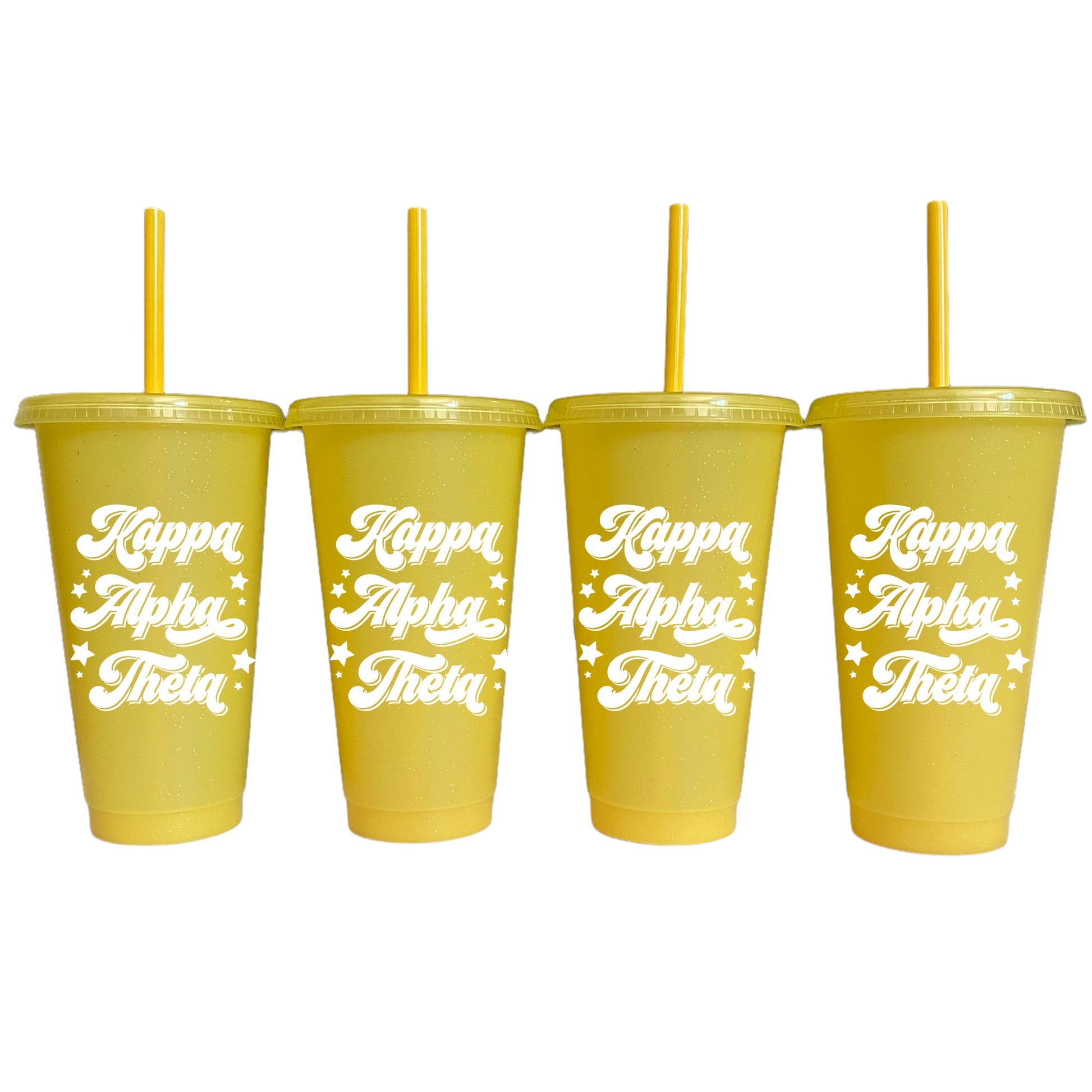 Kappa Alpha Theta Yellow Glitter Color Changing Cup 4 Pack - Ivy Society
