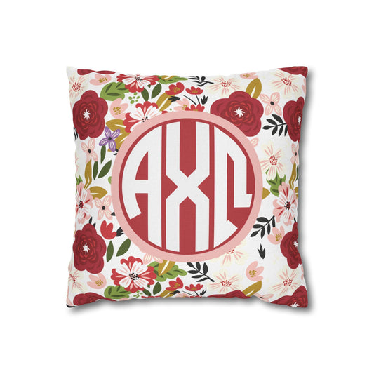 Alpha Chi Omega Floral Throw Pillow Cover - Ivy Society