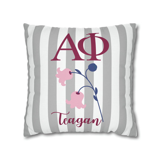 Alpha Phi Personalized Lily Stripe Pillow Cover - Ivy Society