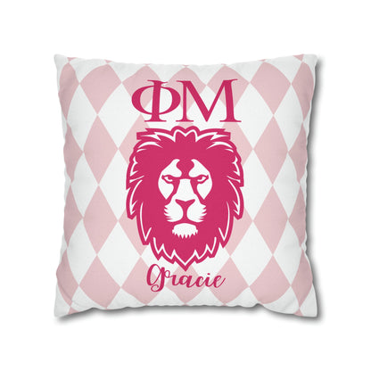 Phi Mu Personalized Lion Pillow Cover - Ivy Society