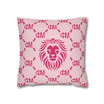 Phi Mu Pink Lion Throw Pillow Cover - Ivy Society
