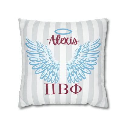 Pi Beta Phi Personalized Blue Angel Wings Pillow Cover - Ivy Society