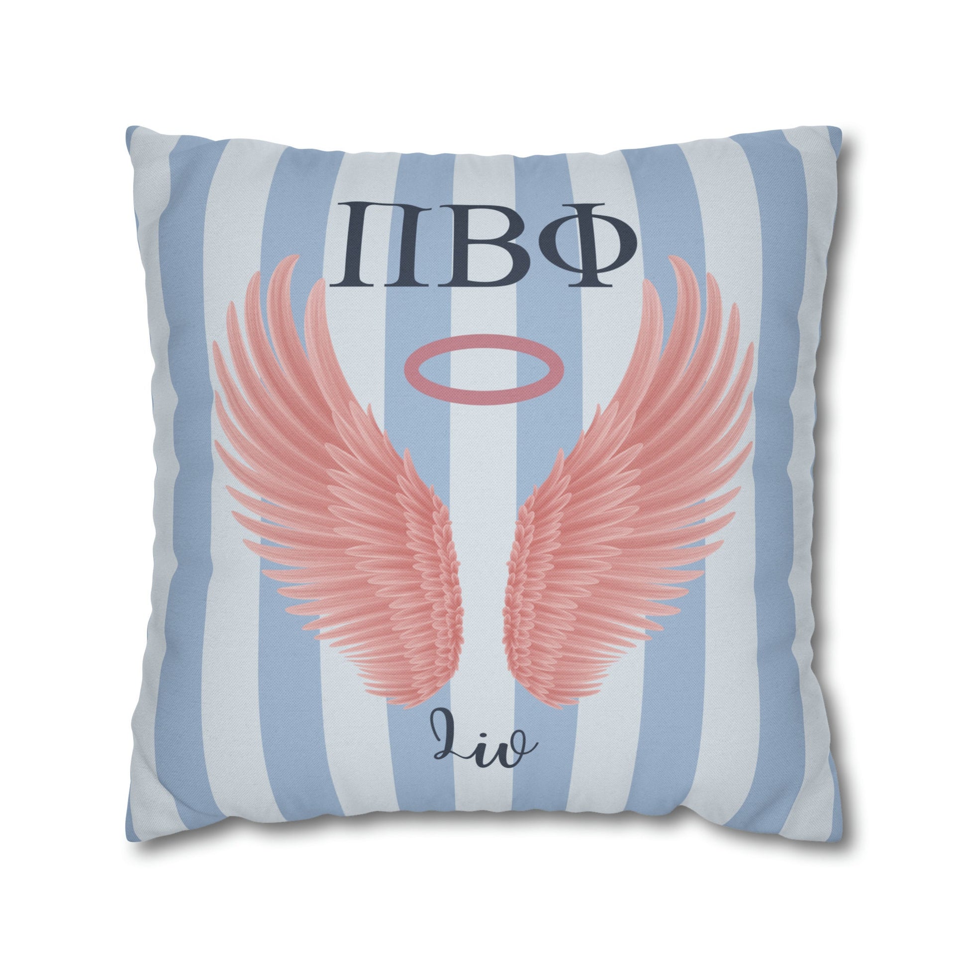 Pi Beta Phi Personalized Pink Angel Wings Pillow Cover - Ivy Society