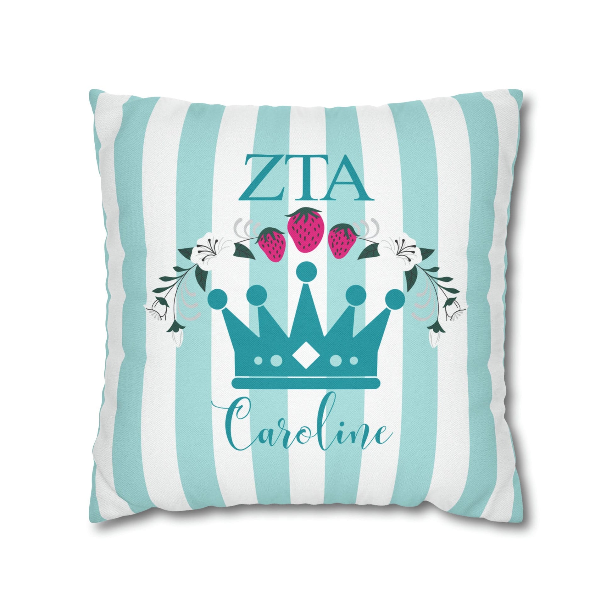 Zeta Tau Alpha Personalized Crown Pillow Cover - Ivy Society
