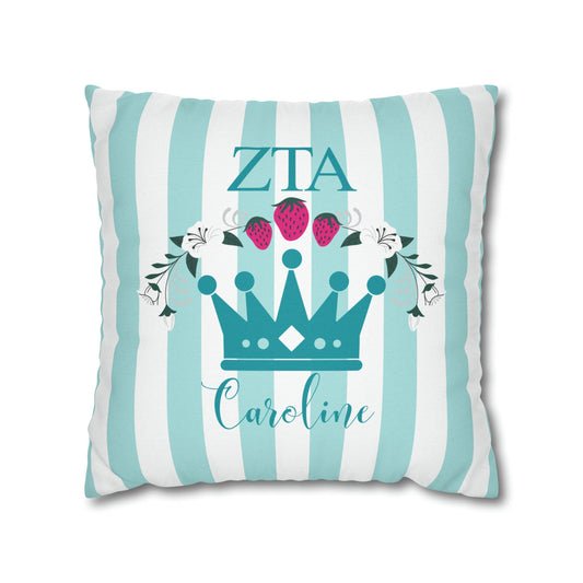 Zeta Tau Alpha Personalized Crown Pillow Cover - Ivy Society
