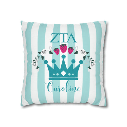 Zeta Tau Alpha Personalized Crown Pillow Cover - Ivy Society