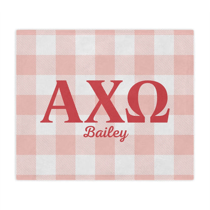Alpha Chi Omega Personalized Checkered Blanket - Ivy Society