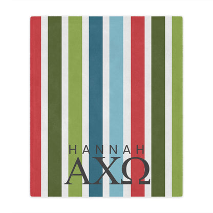 Alpha Chi Omega Personalized Striped Blanket - Ivy Society