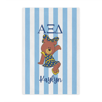 Alpha Xi Delta Personalized Bear Stripe Blanket - Ivy Society