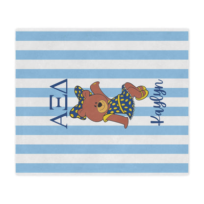 Alpha Xi Delta Personalized Bear Stripe Blanket - Ivy Society