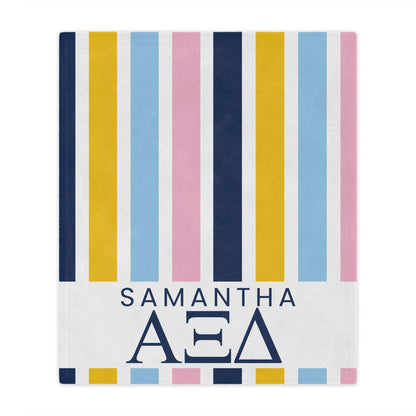 Alpha Xi Delta Personalized Stripe Blanket - Ivy Society